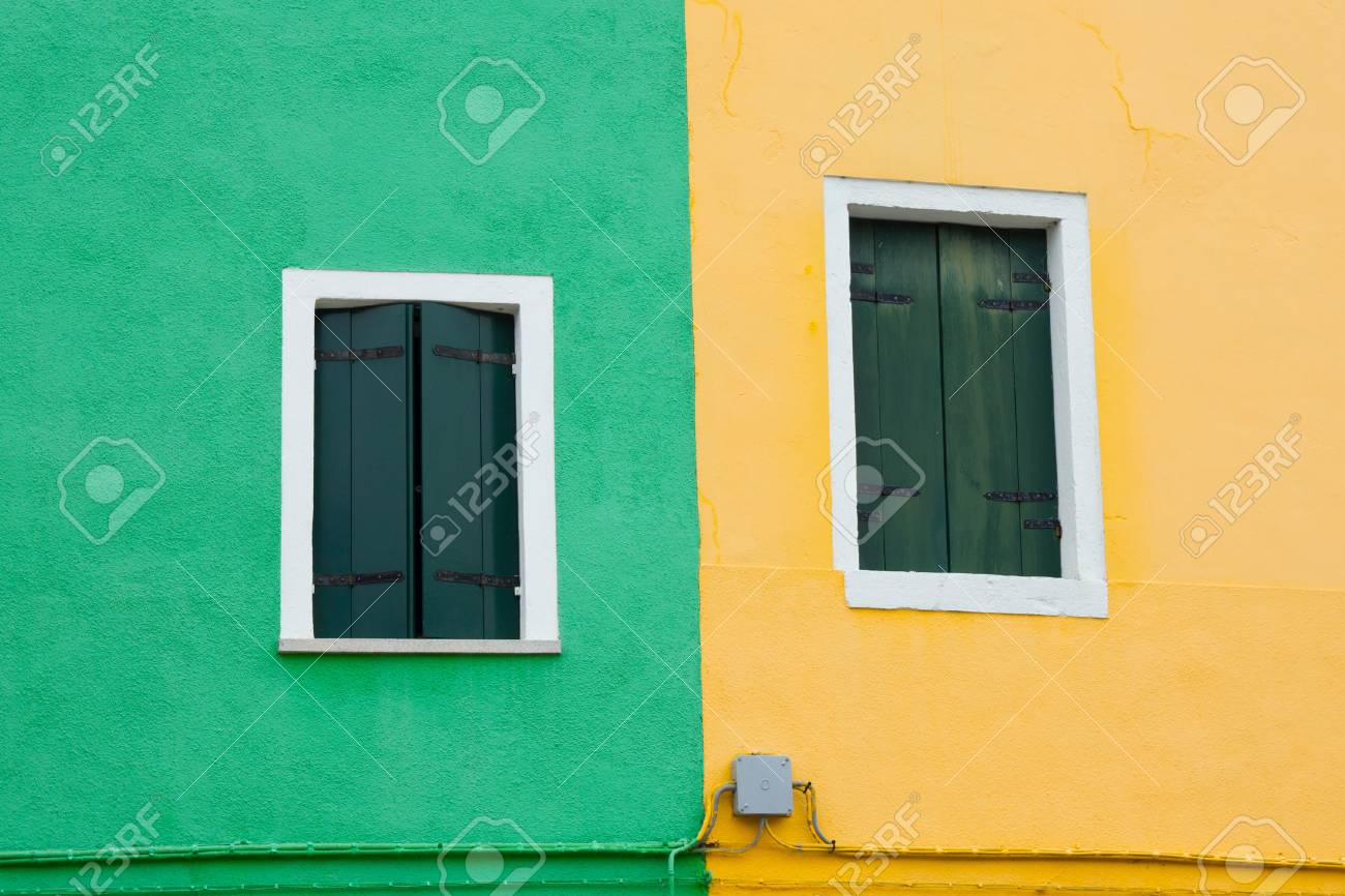 colorful windos in burano island italy stock photo picture and windos