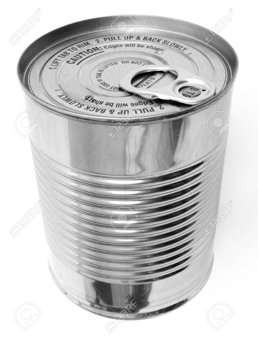 Isolated Ribbed Steel Food Can With Ring Pull Tab Tops No Label Stock Photo Picture And Royalty Free Image Image 105162455