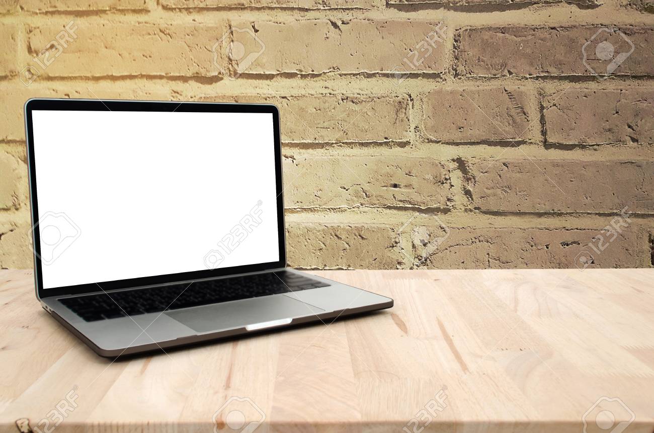 Computadora Portatil Con Pantalla En Blanco En Blanco En El