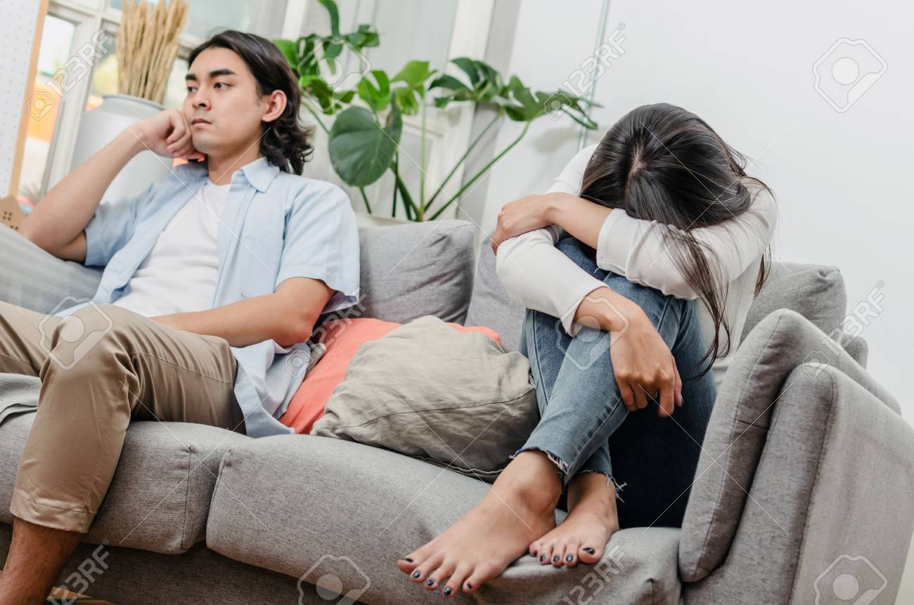 Sadness Young Asian Wife Having Quarrel