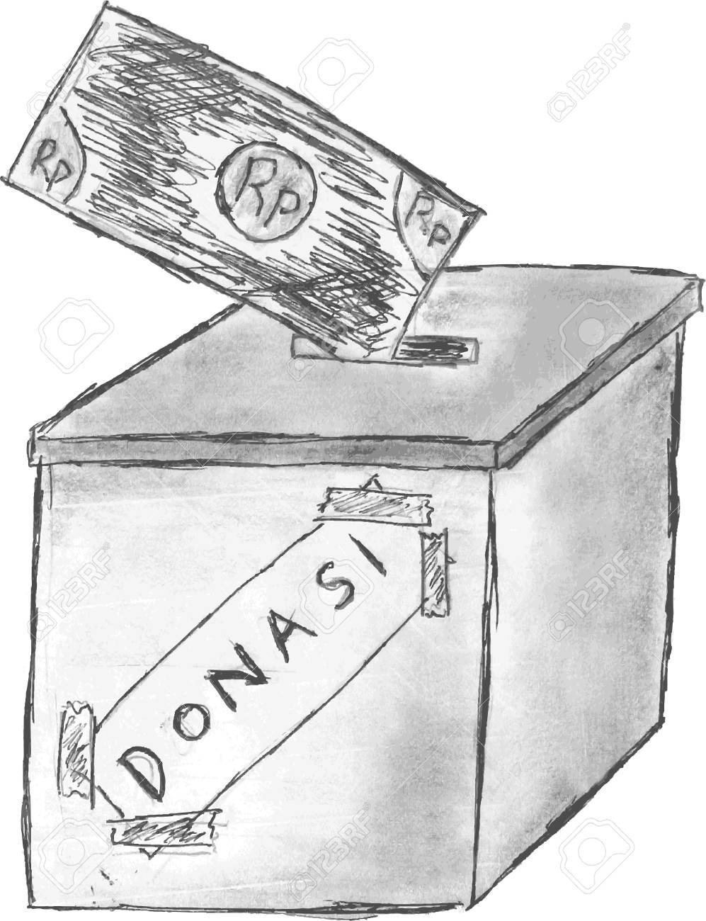 手描きのスケッチ 募金箱のイラスト素材 ベクタ Image