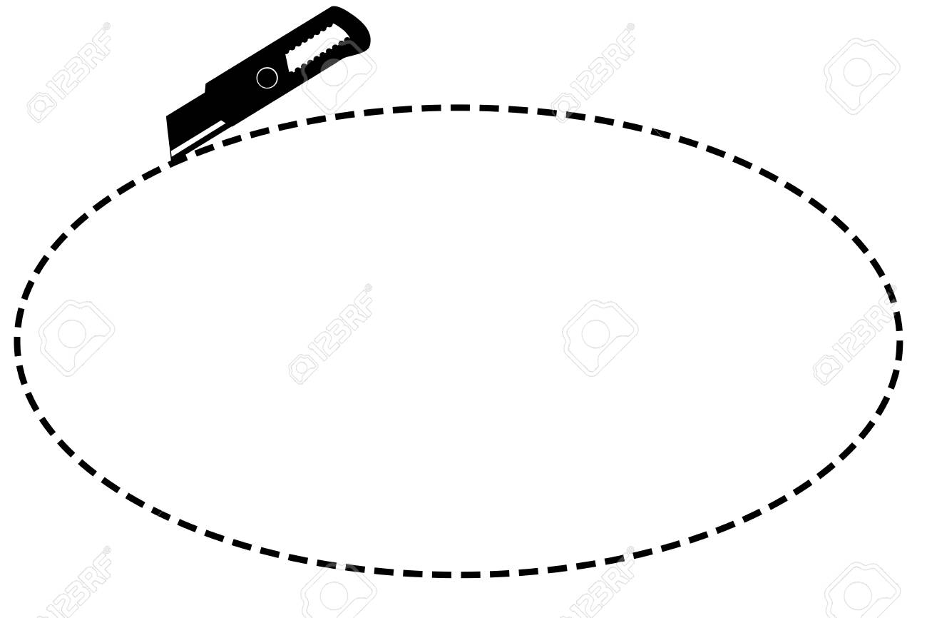 記号はここで 白で隔離カッターで楕円形をカット の写真素材 画像素材 Image