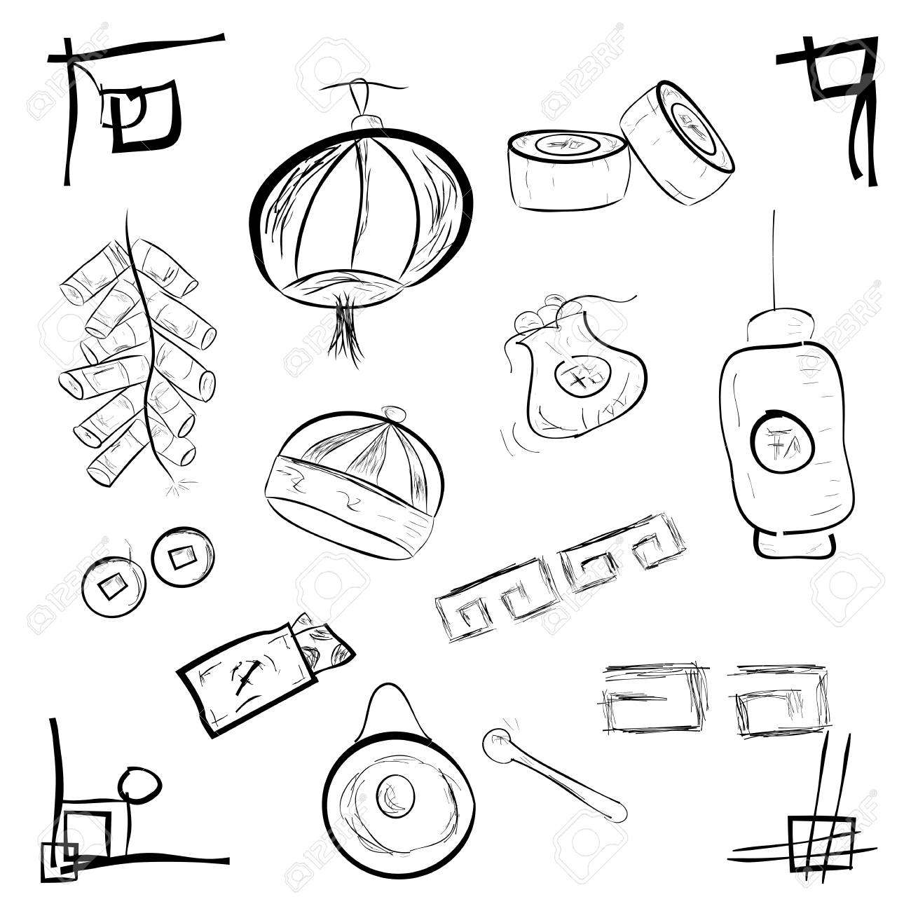 Simple Doodle Of Imlek Item For Your Element Design With China Event Stock Photo Picture And Royalty Free Image Image 95746437
