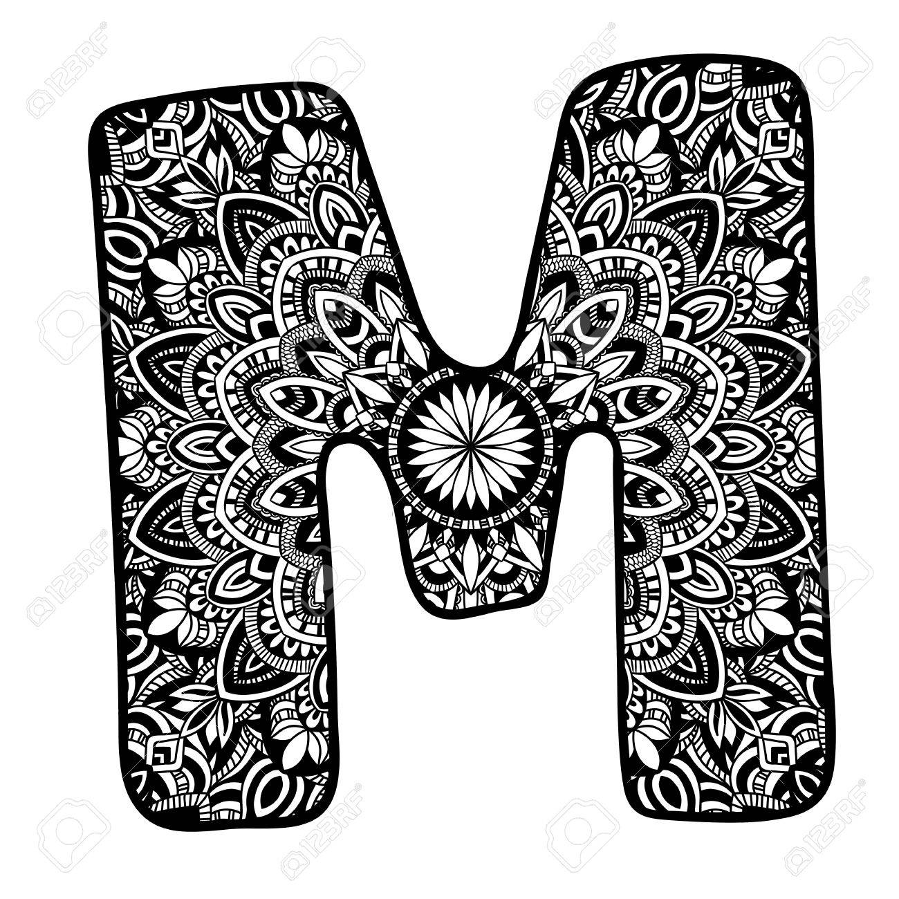 La Meditacion Ornamento Mandala Fuente Ornamental Mano Doodle Del Vector Etnica Alfabeto Ilustraciones Vectoriales Clip Art Vectorizado Libre De Derechos Image 58947085