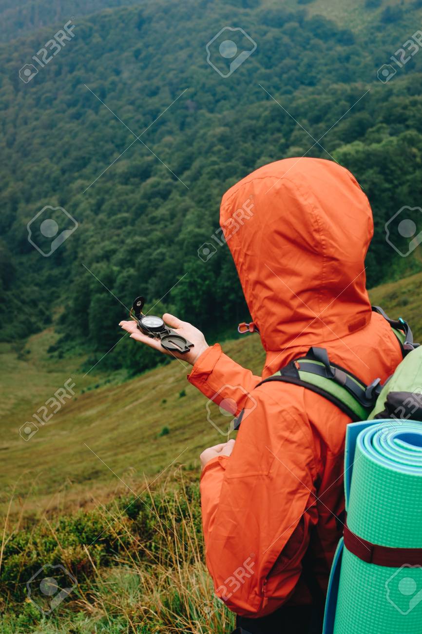 orange hiking jacket