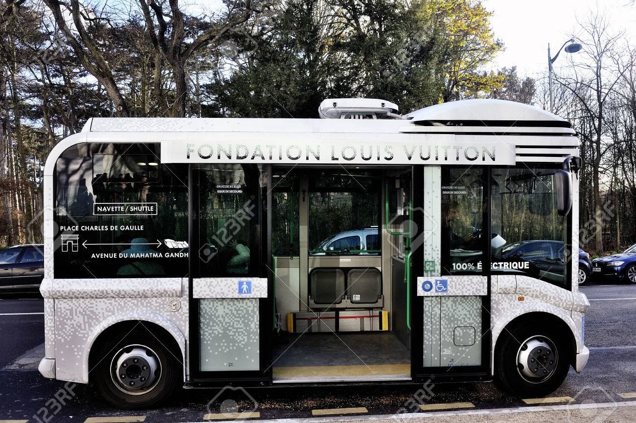 Electric Buses To Transport Visitors To The Foundation Louis Stock Photo Picture And Royalty Free Image Image 50810548