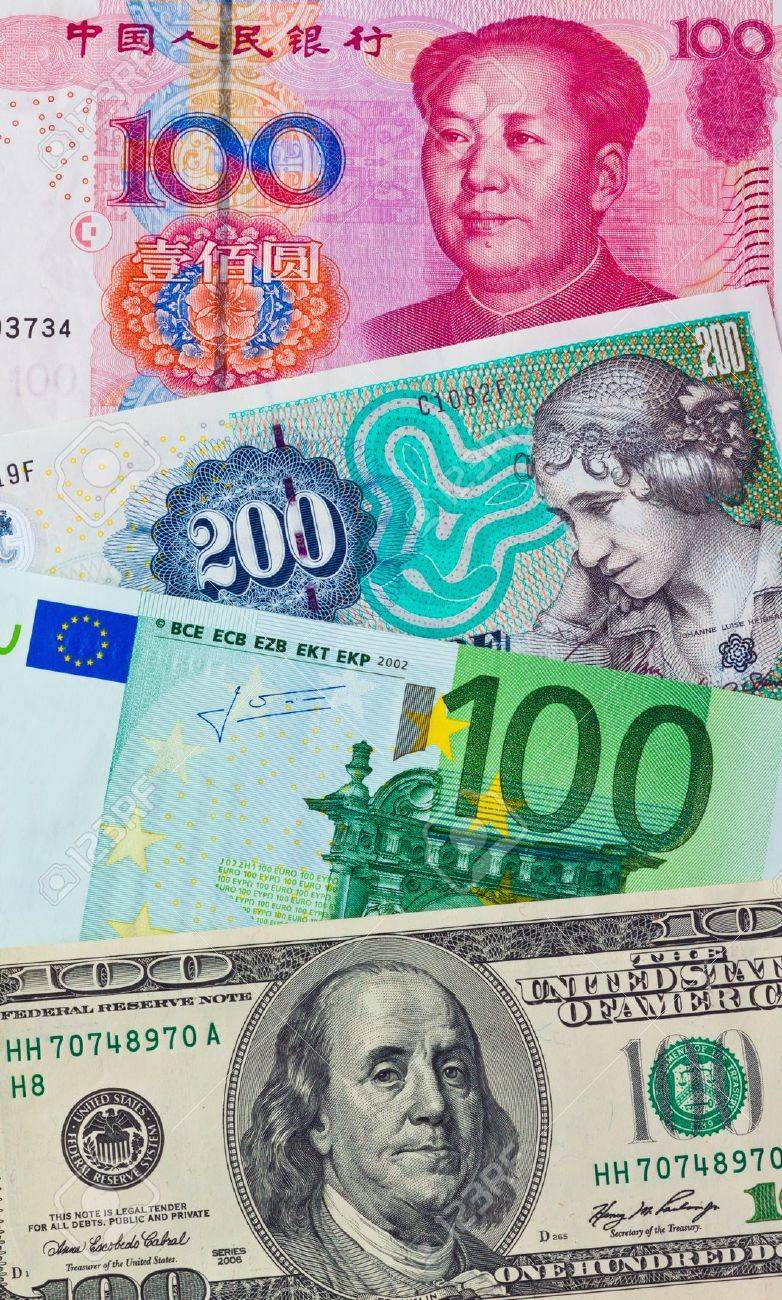 Chinese Yuan. Future European Euro Notes. American Dollars. Danish Kroner  Stock Photo, Picture and Royalty Free Image. Image 8408794.