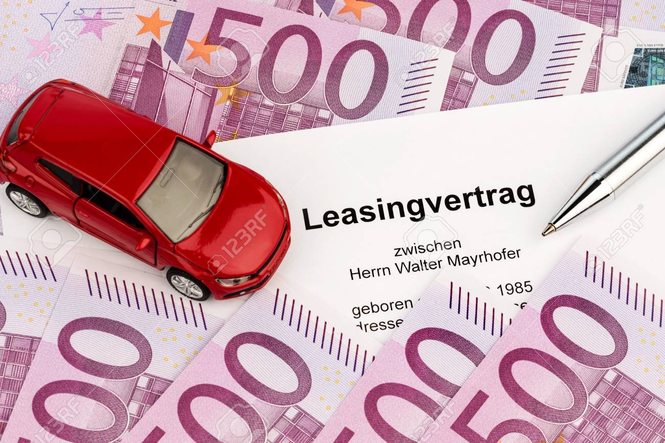 the lease car leasing for a new car at the car dealer stock photo