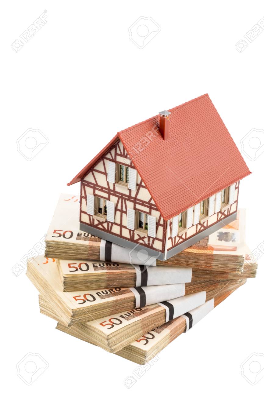 Fachwerkhaus Auf Euro Banknoten Symbolfoto Fur Hauskauf