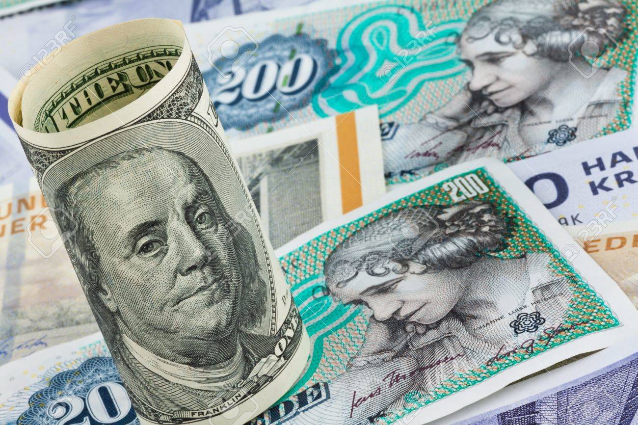 Danish Crowns Currency From Denmark In Europe And Dollar Bills Stock Photo Picture And Royalty Free Image Image 39798789