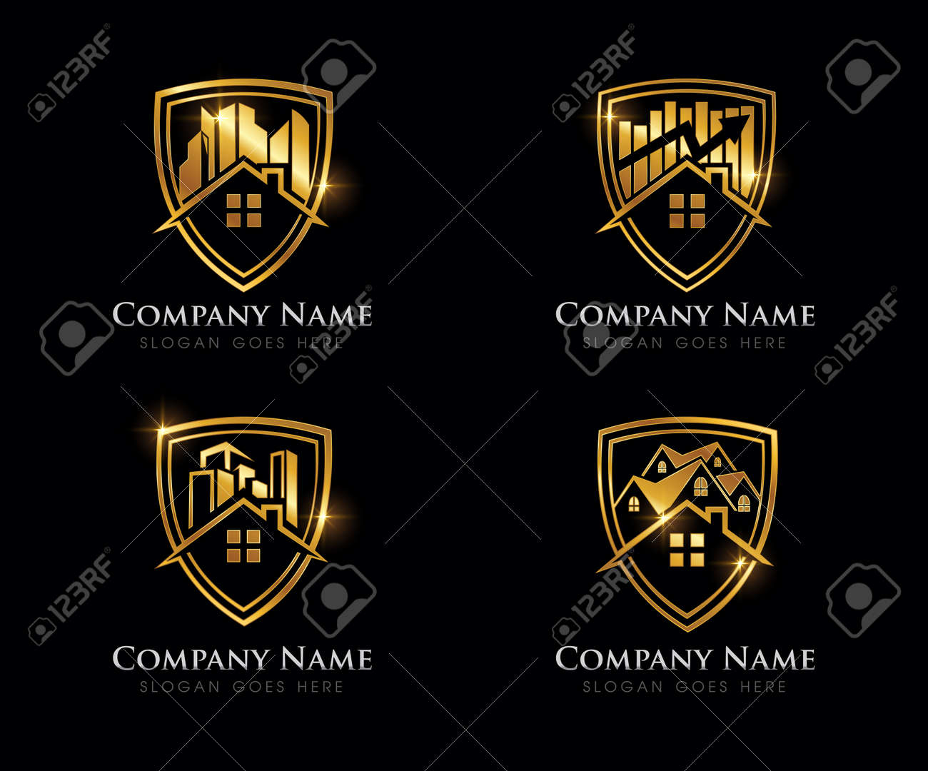 A Vector Illustration of Golden Real Estate Logo Sign - 168595013 A Vector Illustration of Golden Real Estate Logo Sign - 168595013