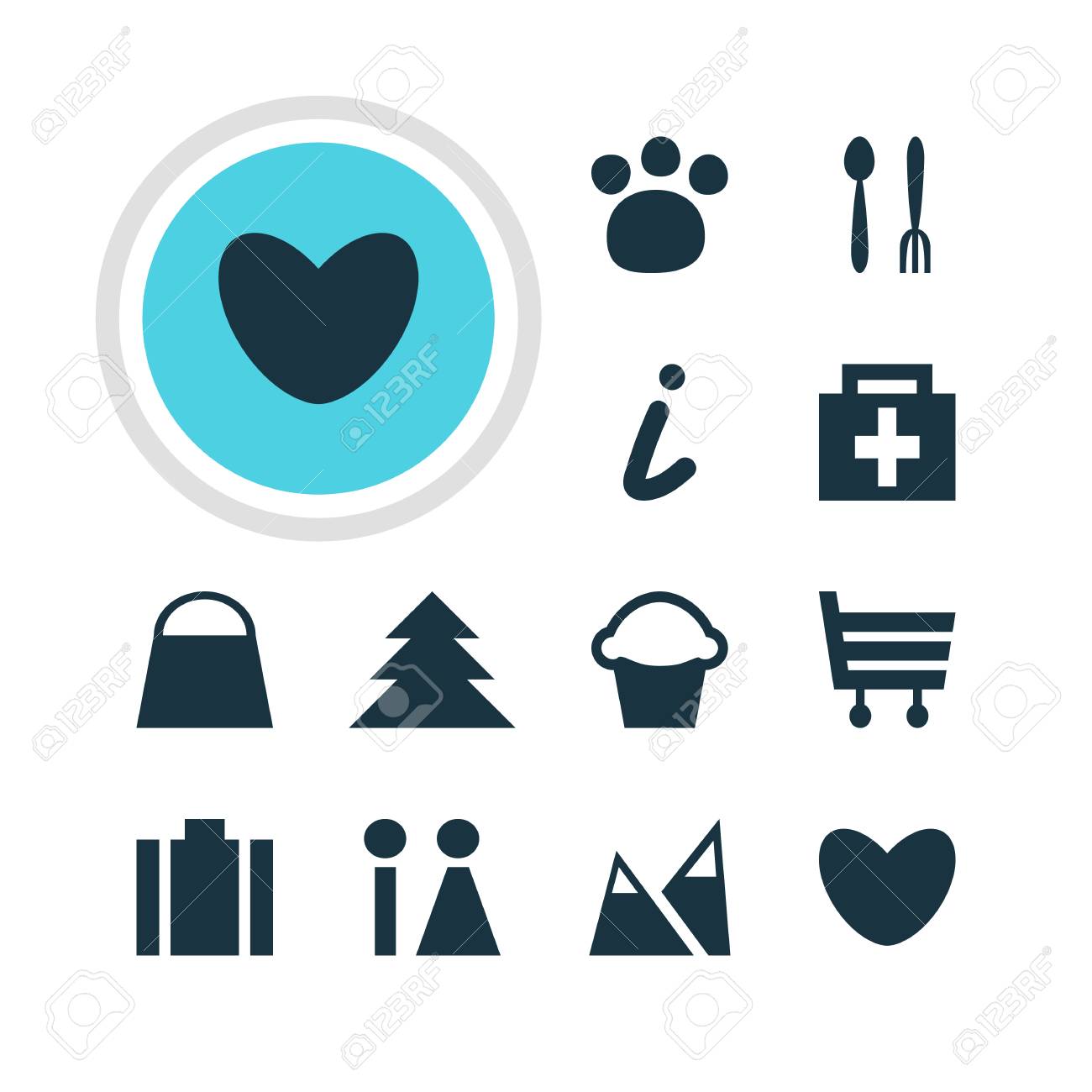 12 の場所のアイコンのベクター イラストです カフェ ケーキ トイレ その他の要素の編集可能なパック のイラスト素材 ベクタ Image