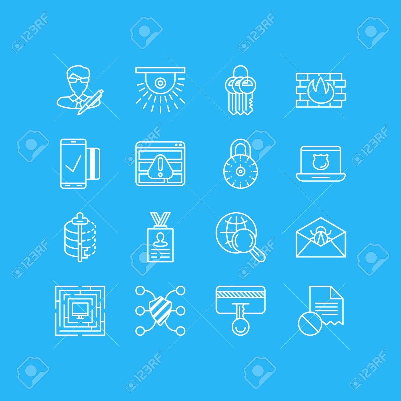 16 保護アイコンのベクター イラストです 簡単にお支払い 保護 鍵の受け渡し その他の要素の編集可能なパック のイラスト素材 ベクタ Image