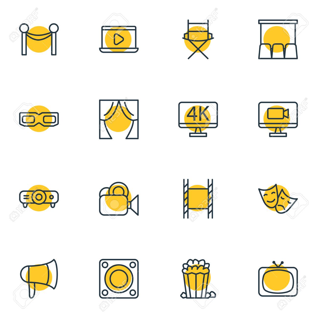 16 映画アイコンのベクター イラストです 眼鏡 解像度 テレビ その他の要素の編集可能なパック のイラスト素材 ベクタ Image 82523909