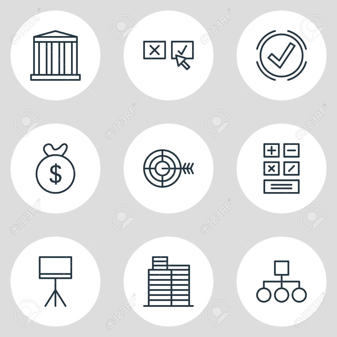 9 管理アイコンのベクター イラストです バッグ 解決策 目標 その他の要素の編集可能なパック のイラスト素材 ベクタ Image