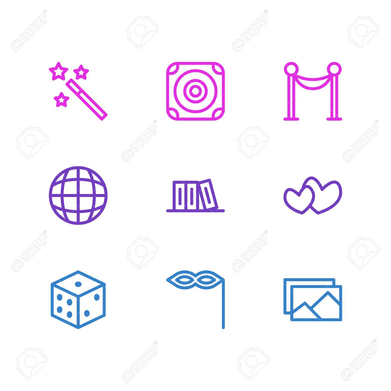 9 喜びアイコンのベクター イラストです ウィザード スティック 絵 本棚 その他の要素の編集可能なパック のイラスト素材 ベクタ Image 89026529