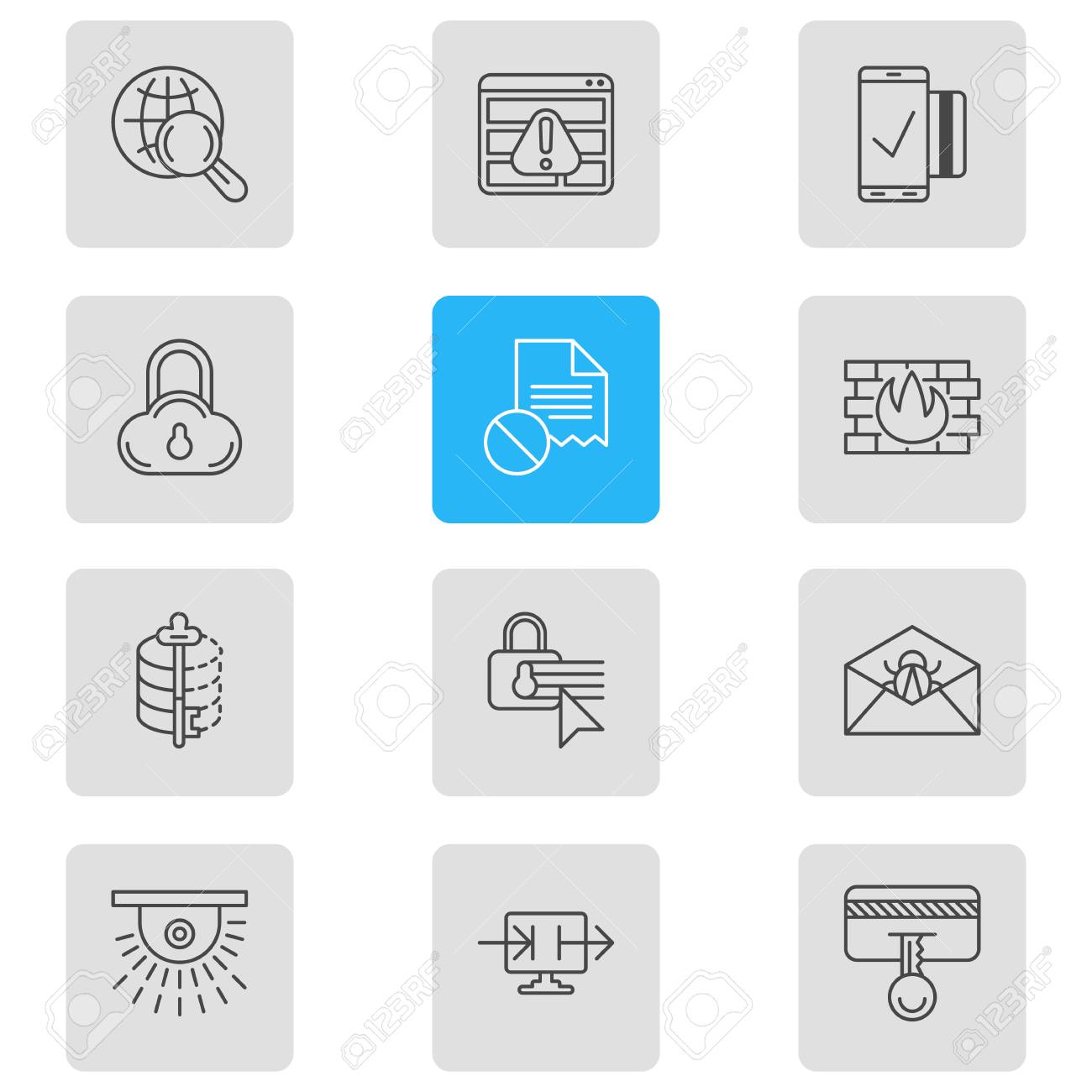 12 security icons line