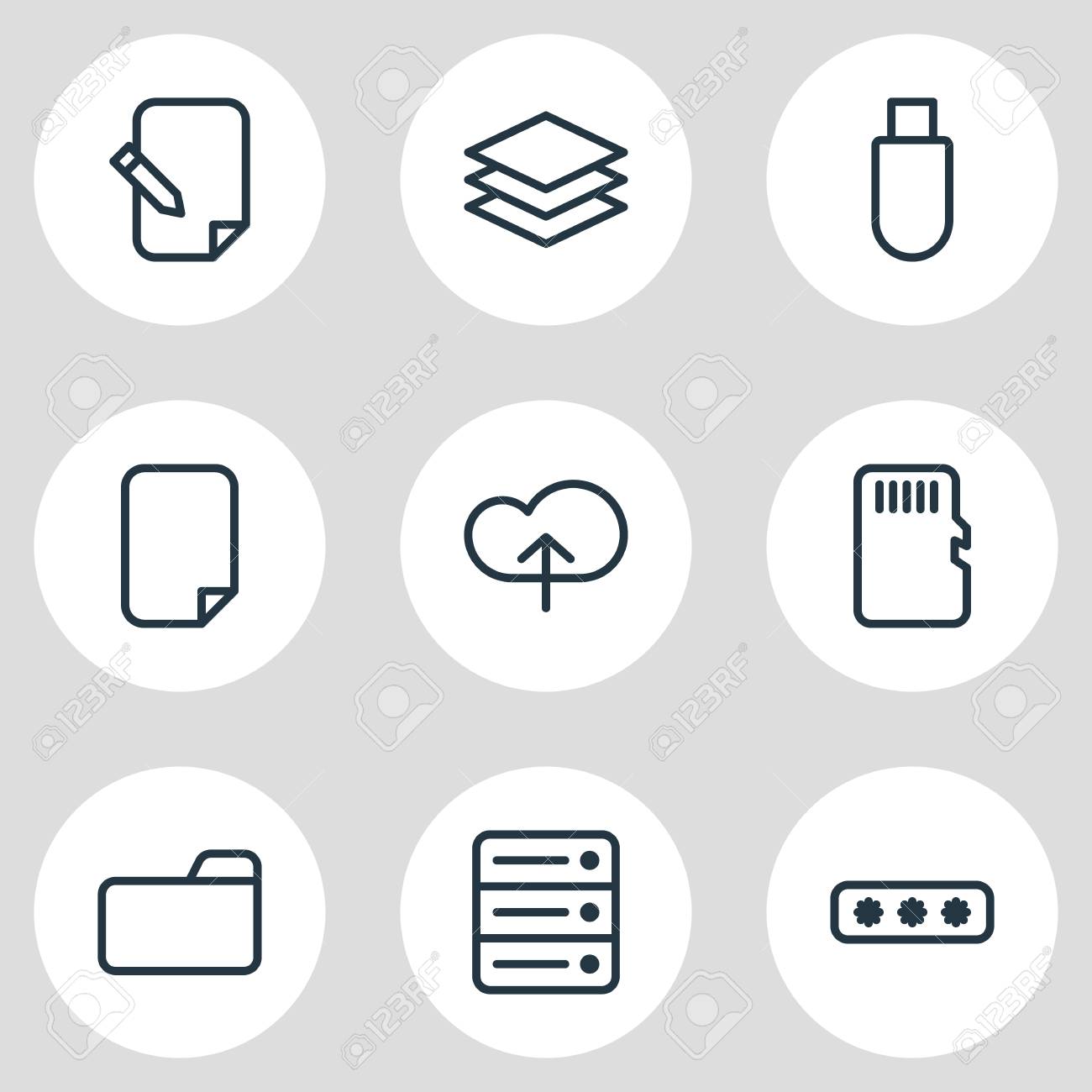 illustration of 9 memory icons line style. Editable set of cloud, category, document and other icon elements. - 107131450 illustration of 9 memory icons line style. Editable set of cloud, category, document and other icon elements. - 107131450