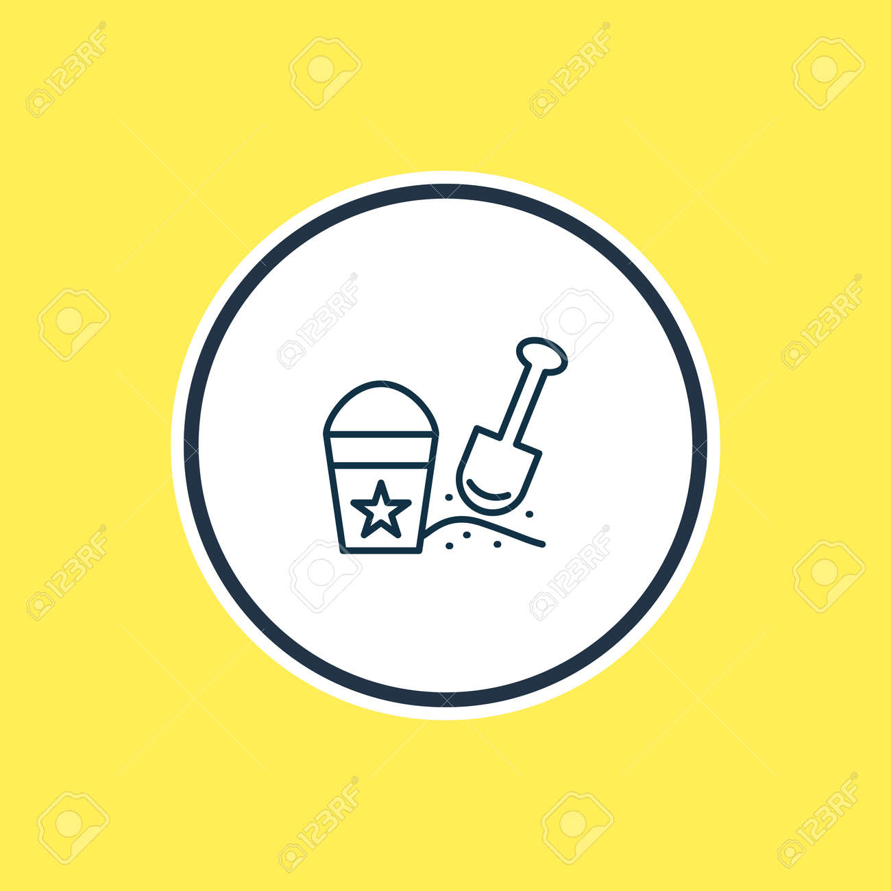 Vector illustration of sand pail with shovel icon line. Beautiful child element also can be used as beach game icon element. - 158380313 Vector illustration of sand pail with shovel icon line. Beautiful child element also can be used as beach game icon element. - 158380313