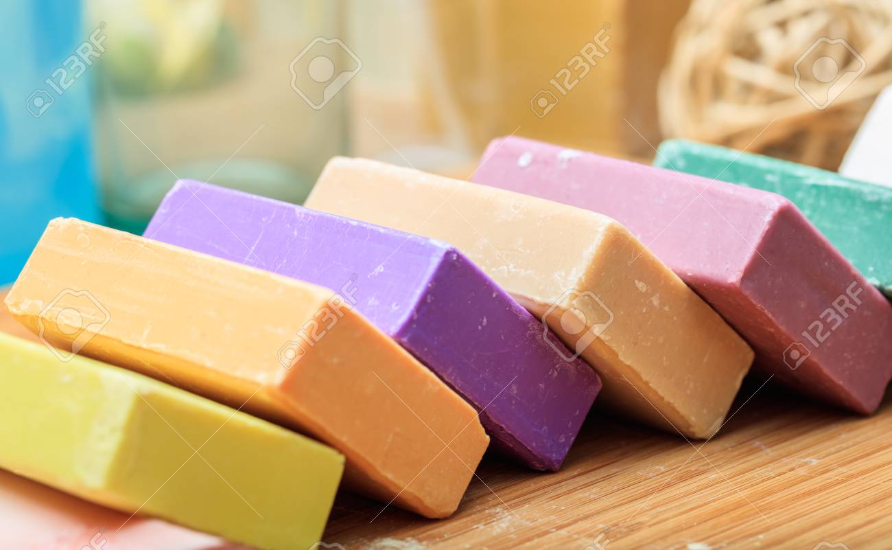Variety Of Handmade Soap Bars On Wooden Background Stock Photo, Picture And  Royalty Free Image. Image 74141772.