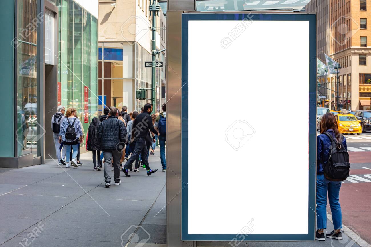 Download Vertical Blank White Billboard Mockup For Advertising Bus Stop Stock Photo Picture And Royalty Free Image Image 125798530