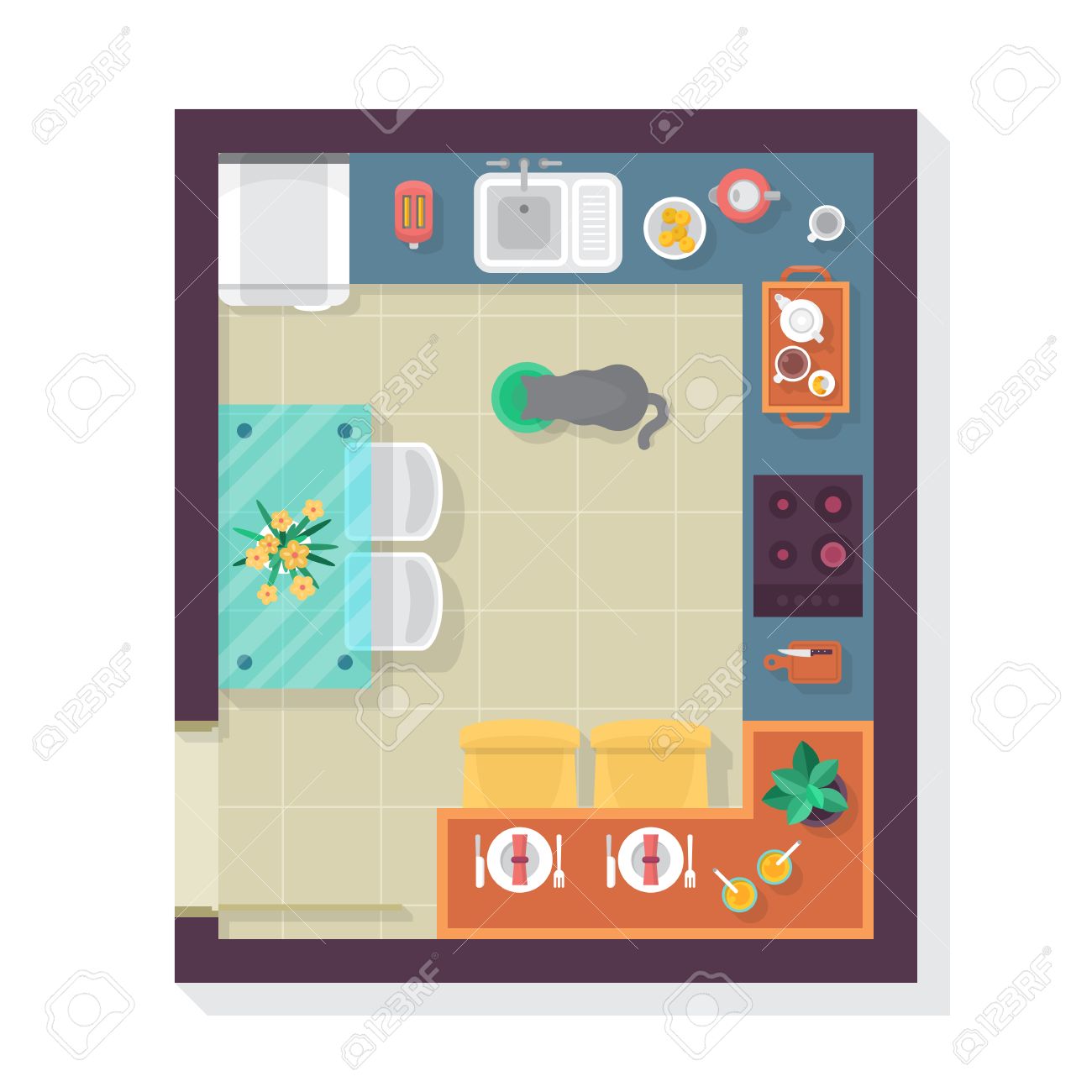 kitchen furniture set vintage kitchen floor plan top view furniture set for interior design isolated vector illustration stock floor plan top view set for interior design kitchen furniture set vintage kitchen floor plan top view furniture set for interior design isolated vector illustration stock floor plan top view set for interior design