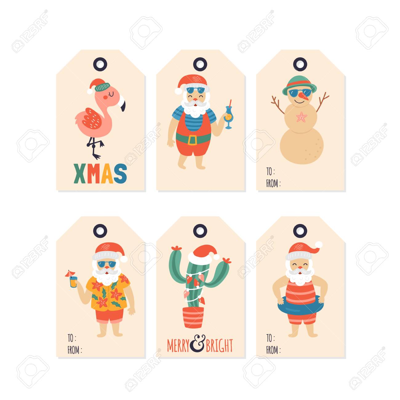 christmas holiday cute gift tags and labels set with santa claus christmas tags from santa