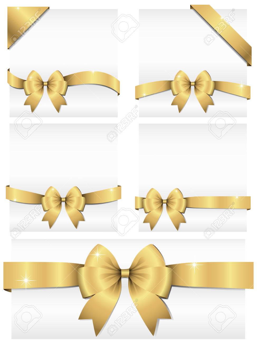 Gold Ribbon Banners Set Von 5 Glanzendes Farbband Banner Umwickeln Weissen Kopie Raum Und 2 Ecke Banner Farbbander Konnen Leicht Angepasst Werden Um Ein Beliebiges Format Zu Passen Farben Sind Globale Farbfelder