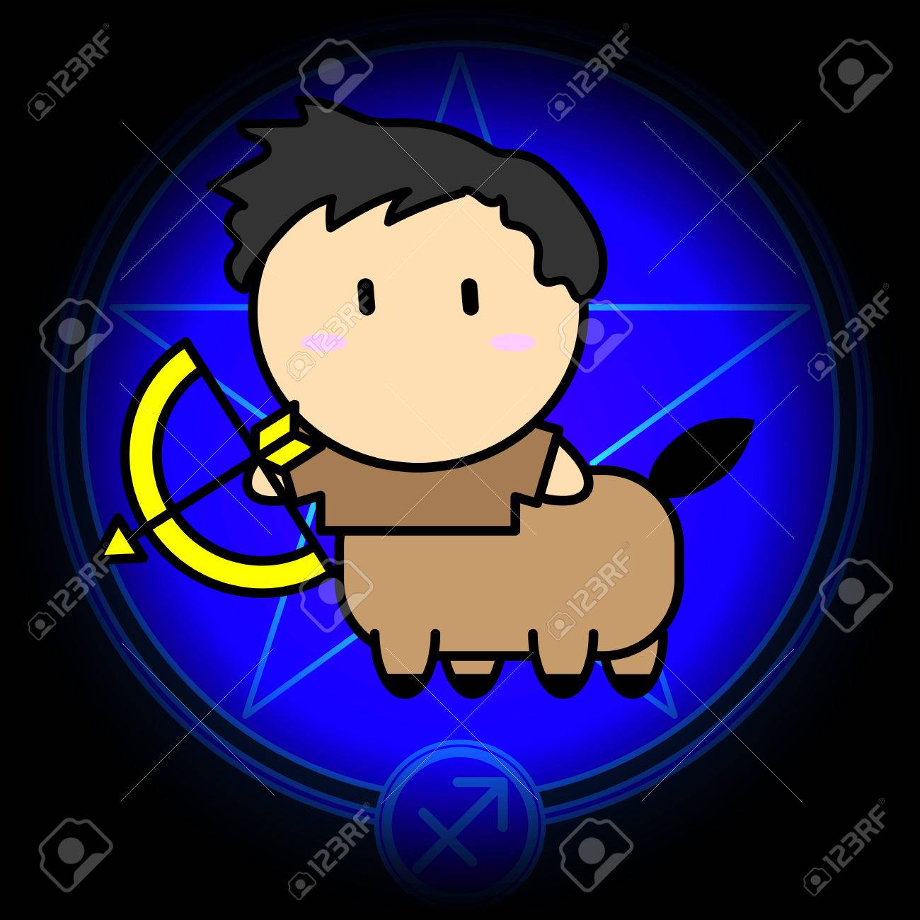 Cartoon Sign Zodiac Of Sagittarius Vector Icon On Dark Blue Star Royalty Free Cliparts Vectors And Stock Illustration Image 71454054