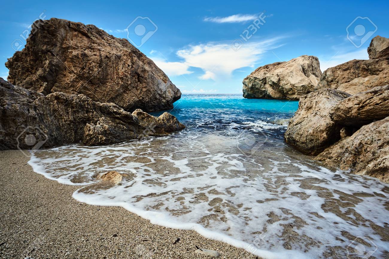 Rochers Sur La Plage Sur L Ile De Leucade En Grece Banque D Images Et Photos Libres De Droits Image