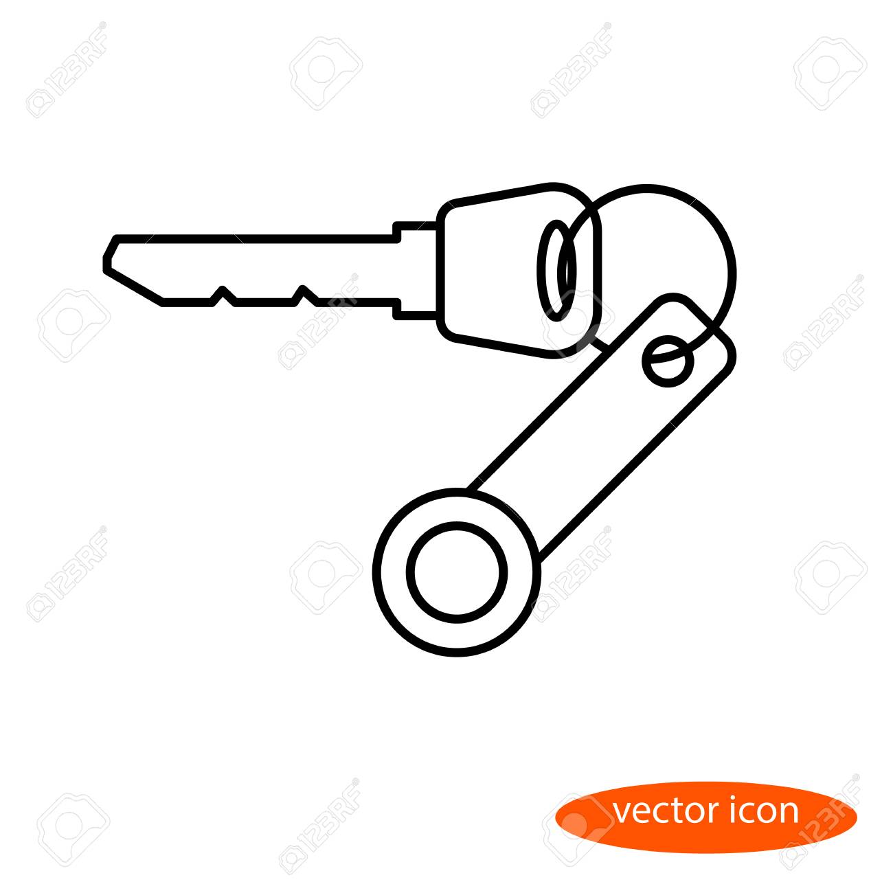 キーと Web サイトのフラット フラット アイコンから磁気キーの簡単な線形イメージ のイラスト素材 ベクタ Image