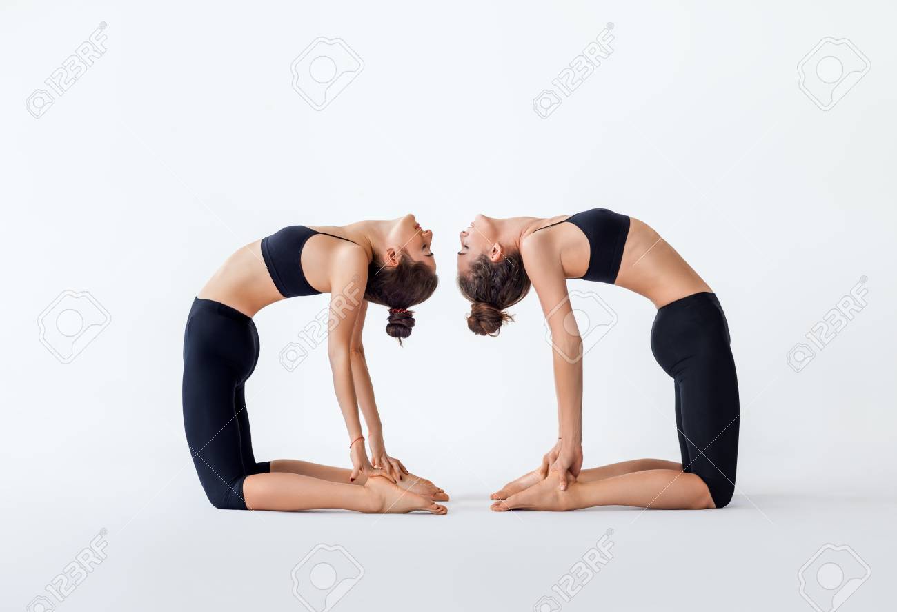 Camel pose variations yoga asanas set Royalty Free Vector