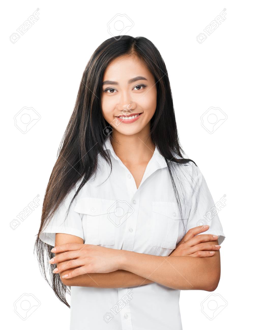 Half Body Portrait Of Young Woman With