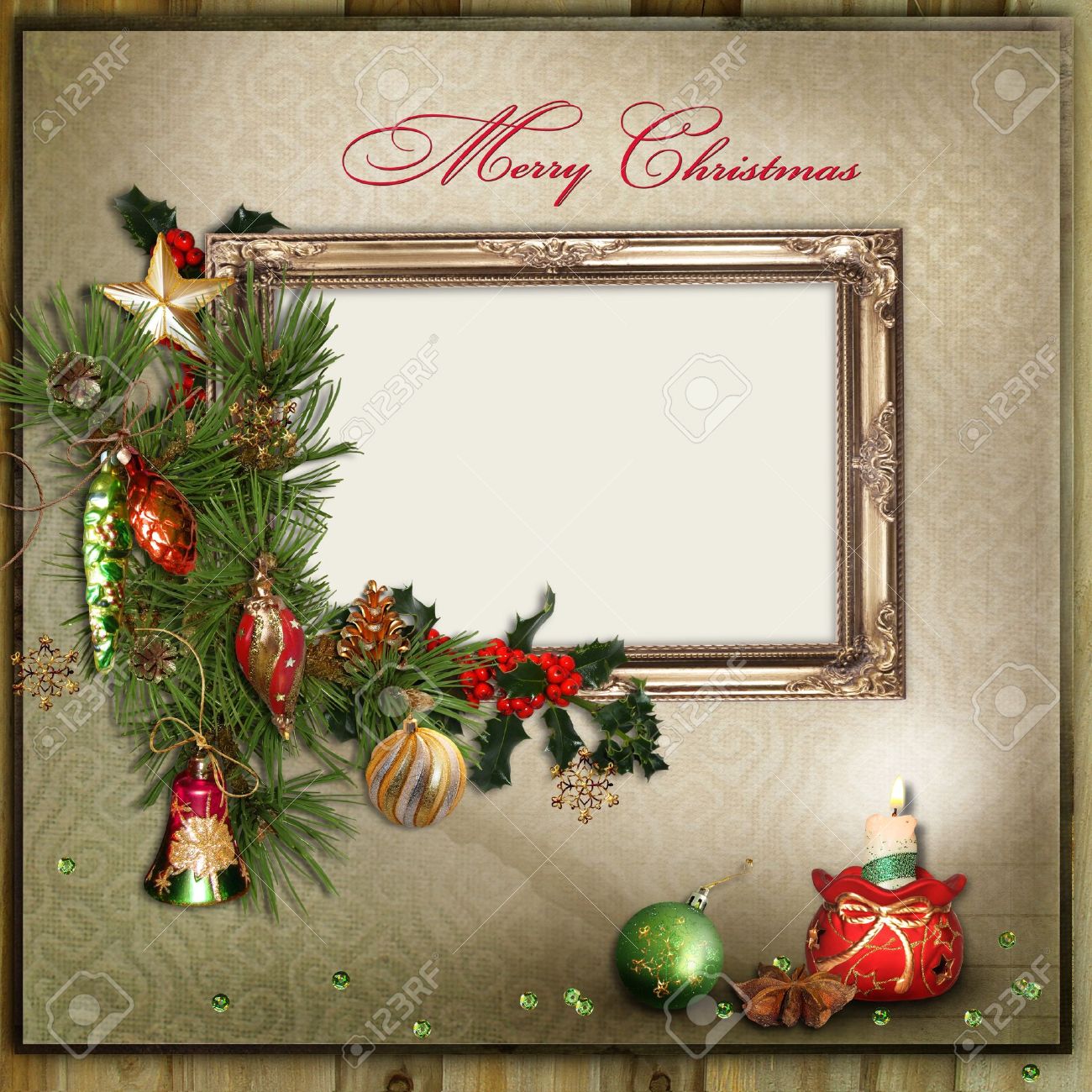 christmas greeting card with frame for a family stock photo picture christmas card photo frames