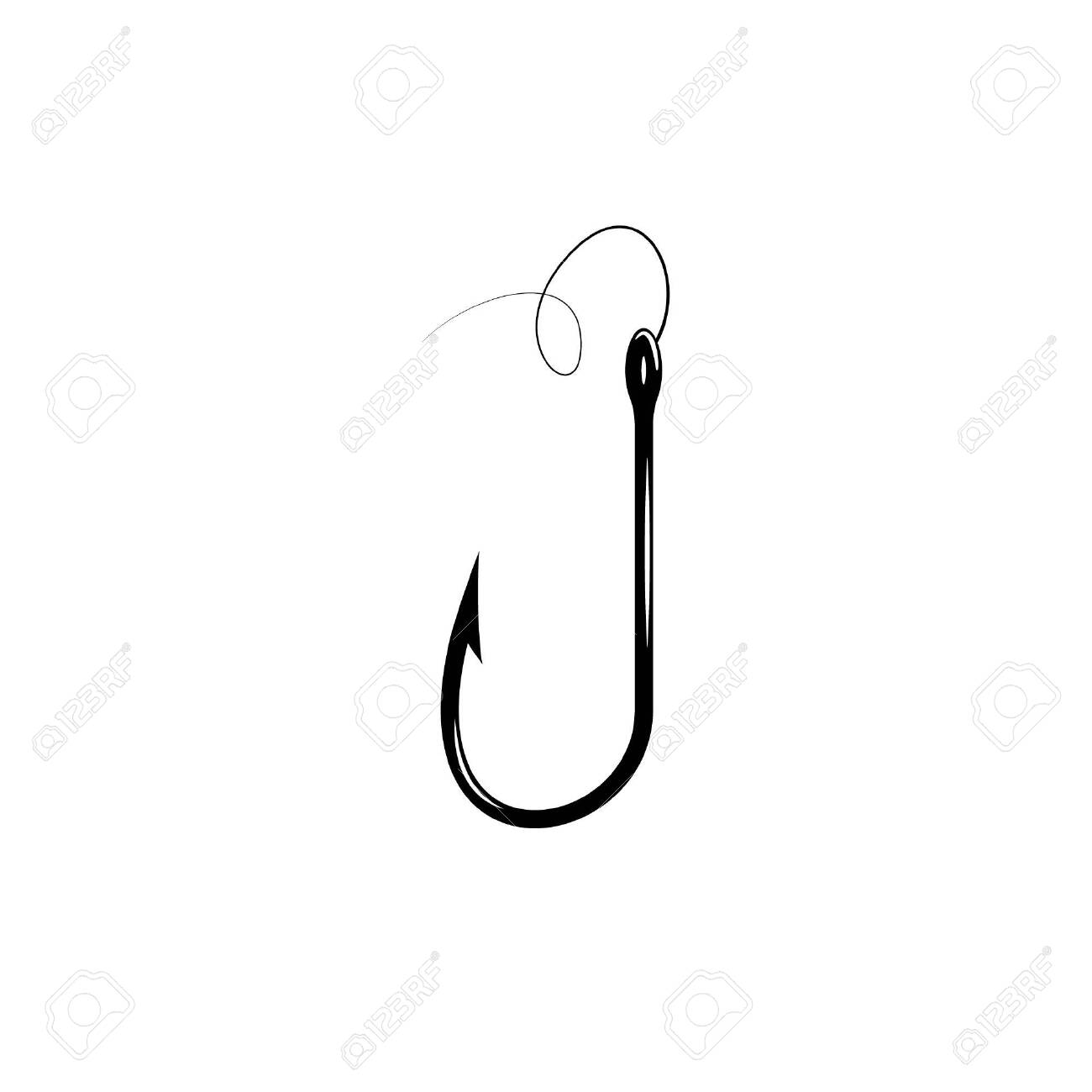 Download Fishing Hook With Fishing Line Vector Illustration Flat Silhouette Royalty Free Cliparts Vectors And Stock Illustration Image 147325685