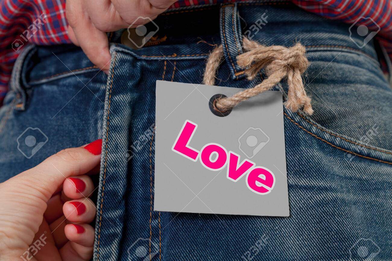 jeans with tag on zipper