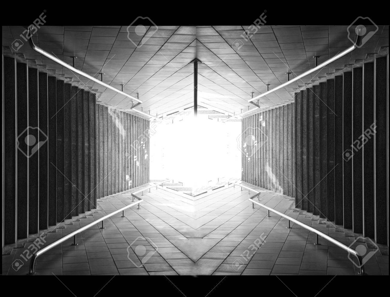 Light at the end of tunnel black and white photo stock photo 29470218