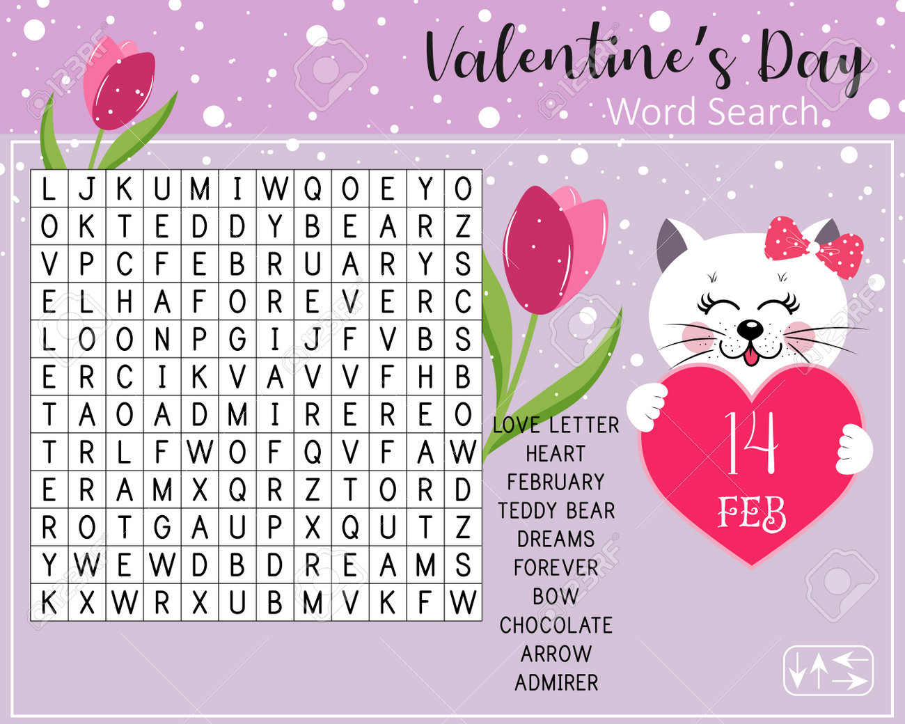 Valentine S Day Word Search Puzzle Suitable For Social Media Royalty Free Cliparts Vectors And Stock Illustration Image