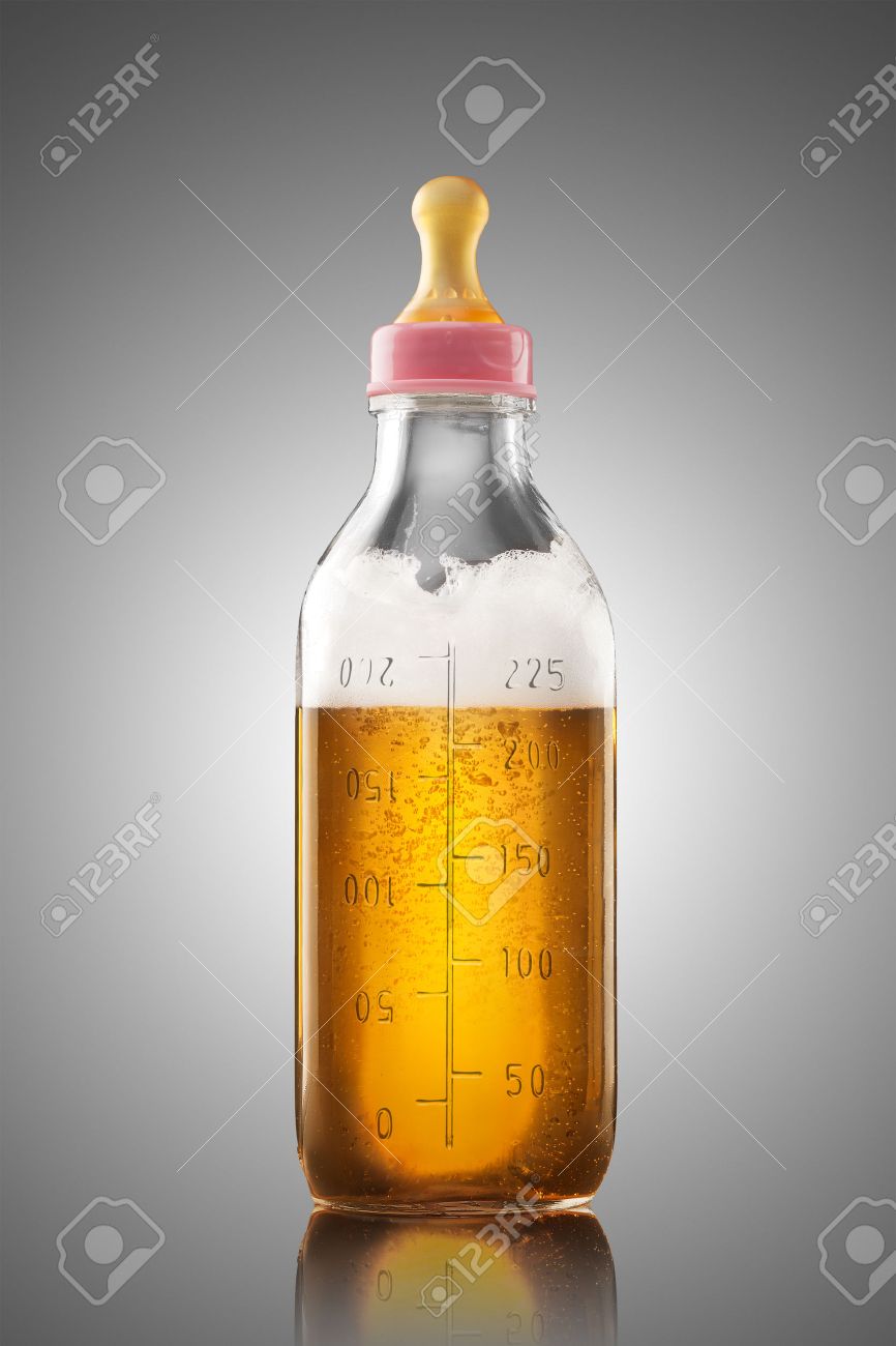 beer bottle with baby nipple