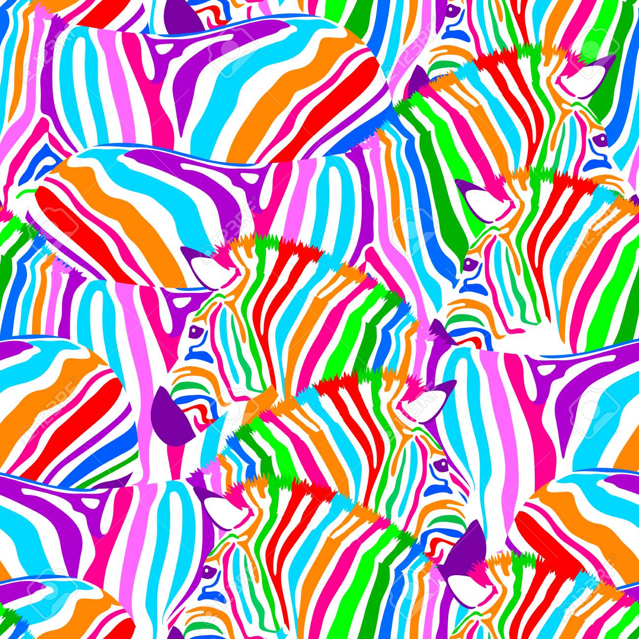 Colorful Zebra Seamless Pattern Wild Animal Design Trendy Fabric Texture Illustration Royalty Free Cliparts Vectors And Stock Illustration Image