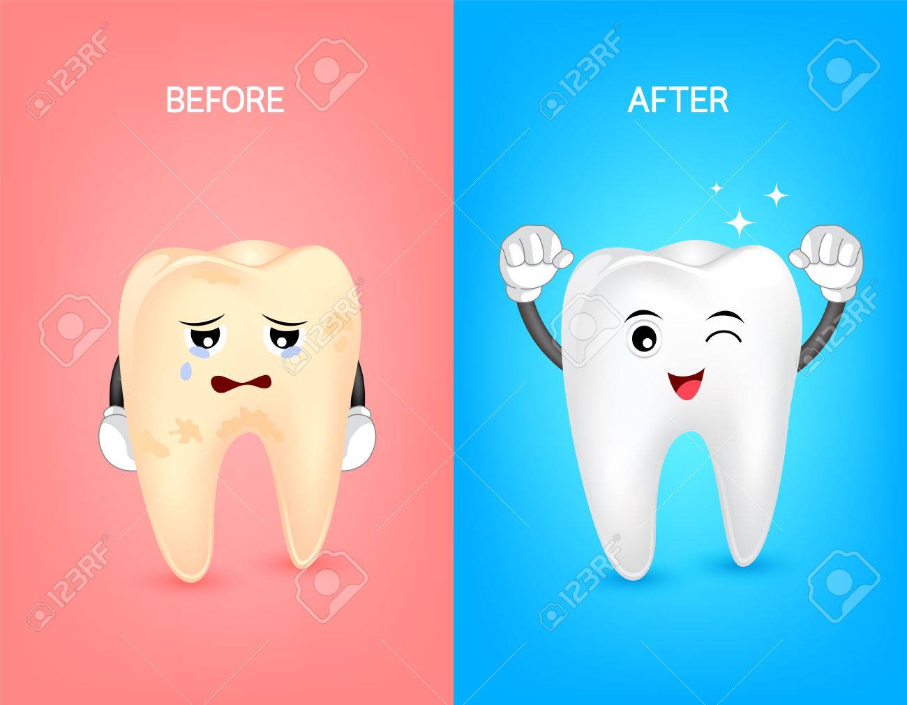 cartoon tooth character before and after whiten yellow teeth before after auto detailing pressure washing photos for a flyer
