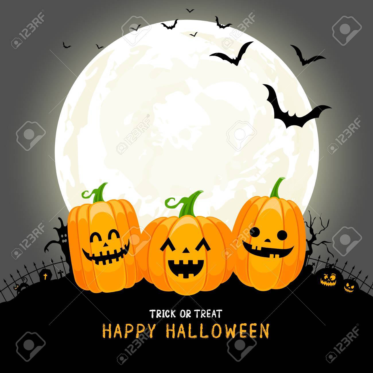 Personnage De Citrouille Dessin Animé Mignon Au Clair De Lune Concept De Trick Or Treat Happy Halloween Day Illustration Drôle