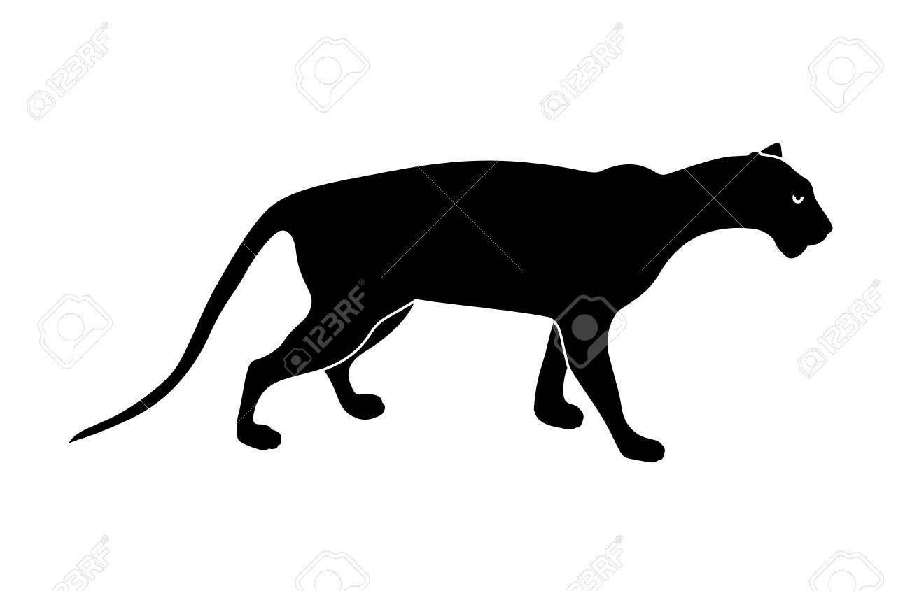 black panther silhouette wild animals vector illustration isolated
