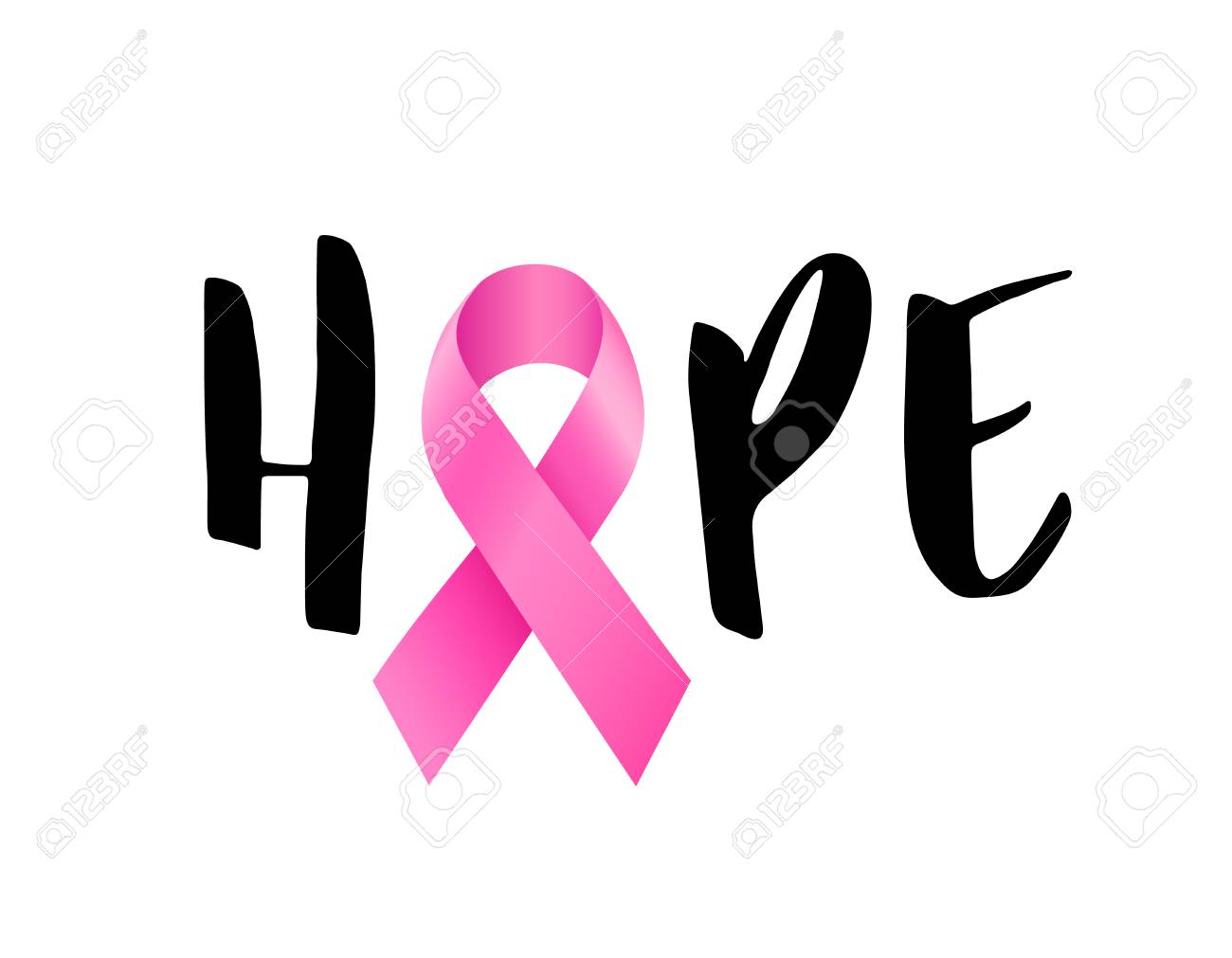 Hope Lettering Design With Pink Ribbon Breast Cancer Awareness Royalty Free Cliparts Vectors And Stock Illustration Image 110283137