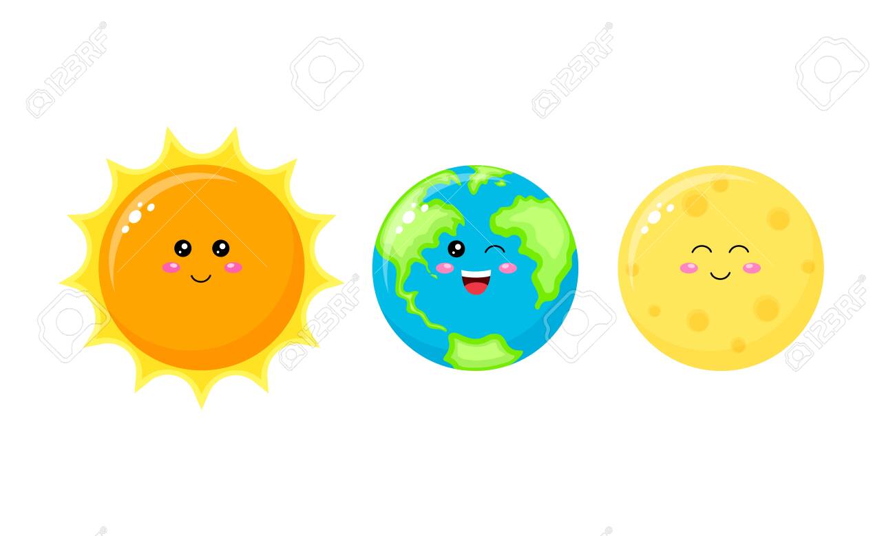 Collection Of Cute Cartoon Character Sun Earth And Moon Vector Royalty Free Cliparts Vectors And Stock Illustration Image Collection Of Cute Cartoon Character Sun Earth And Moon Vector Royalty Free Cliparts Vectors And Stock Illustration Image