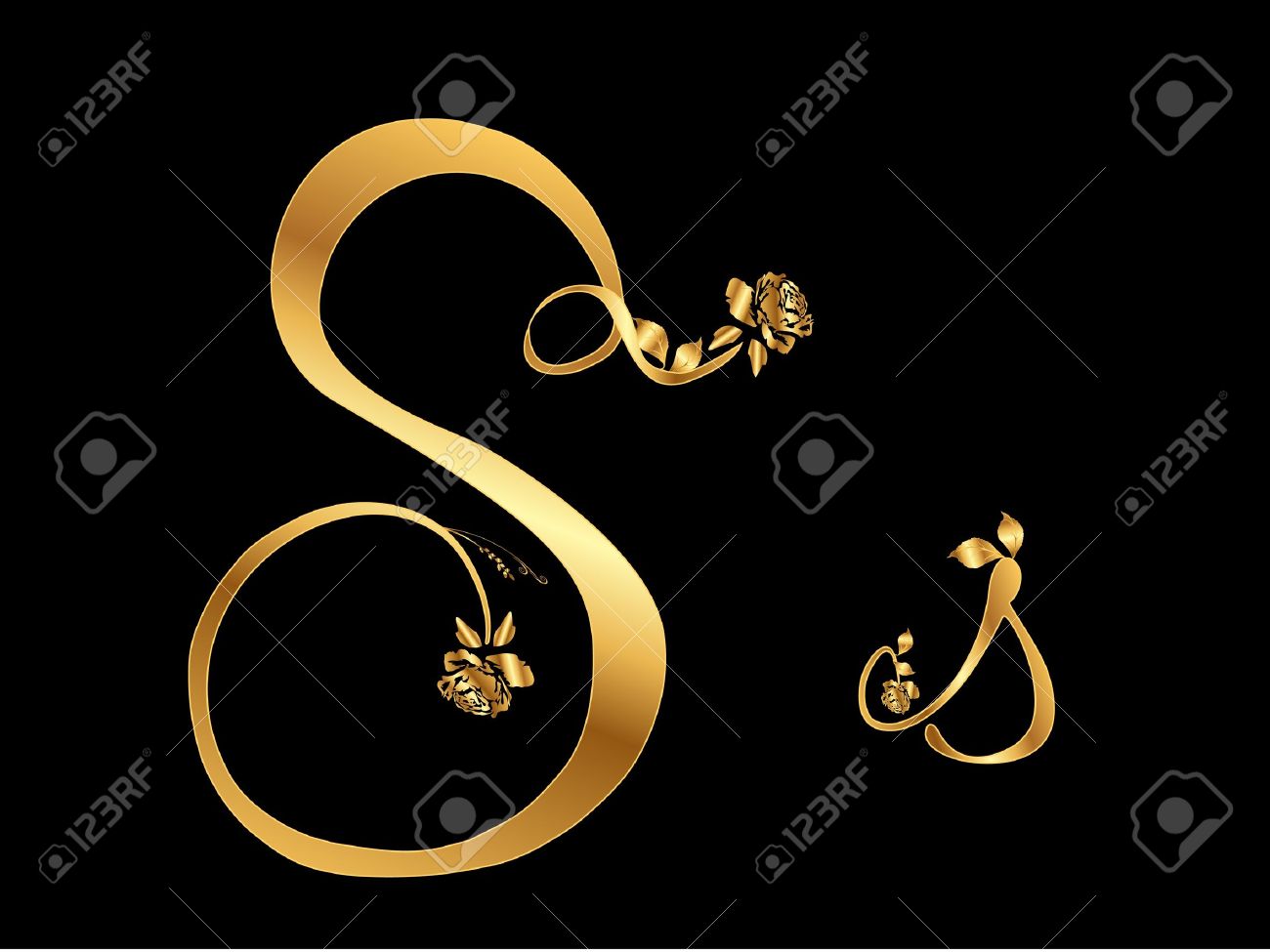 Worksheet S Letter golden vector letter s with roses collection royalty free stock 11004910