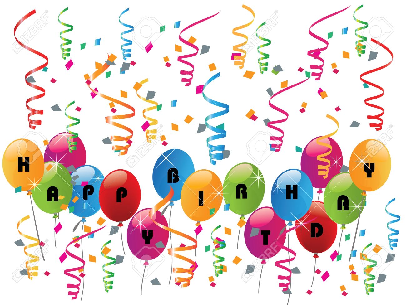 Fete D Anniversaire Avec Des Ballons Joyeux Clip Art Libres De Droits Vecteurs Et Illustration Image