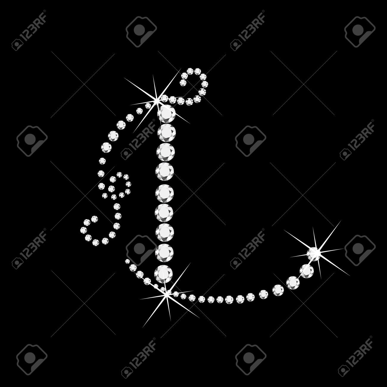 L Letter With Diamonds Bling Stars Royalty Free Cliparts Vectors