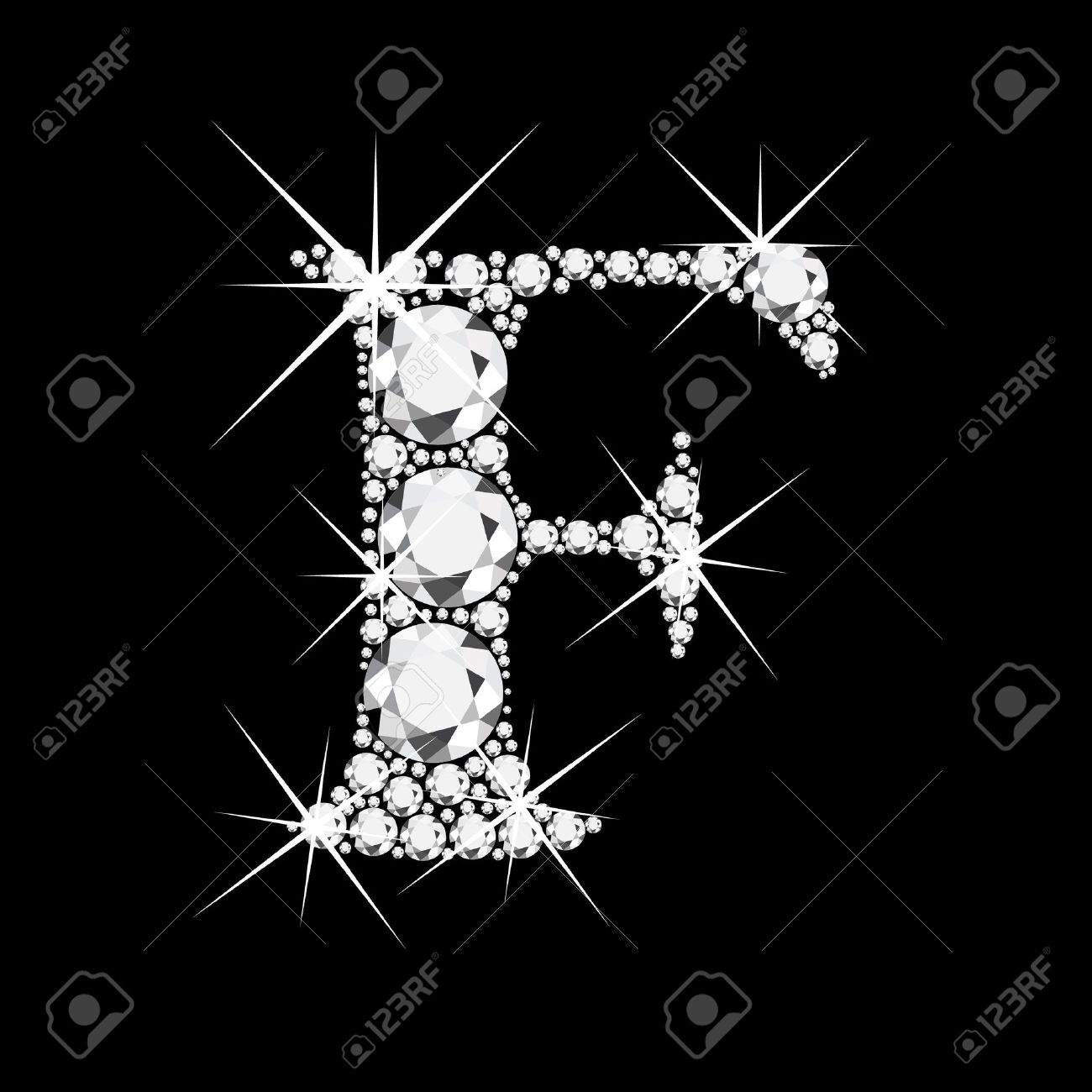 F Letter With Diamonds Bling Bling Royalty Free SVG, Cliparts ...