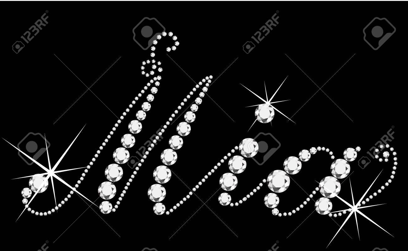 ダイヤモンドとミアの女の子の名前のイラスト素材 ベクタ Image